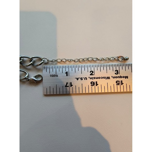 Chunky Silver Tone Necklace Mixed Beads Sparkle Copper Amber Asymmetrical Shapes - Picture 5 of 6